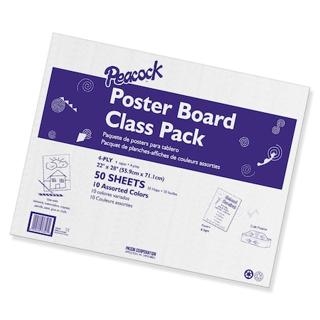 Poster Board Class Pack, 10 Assorted Colors, 22 X 28, PK50